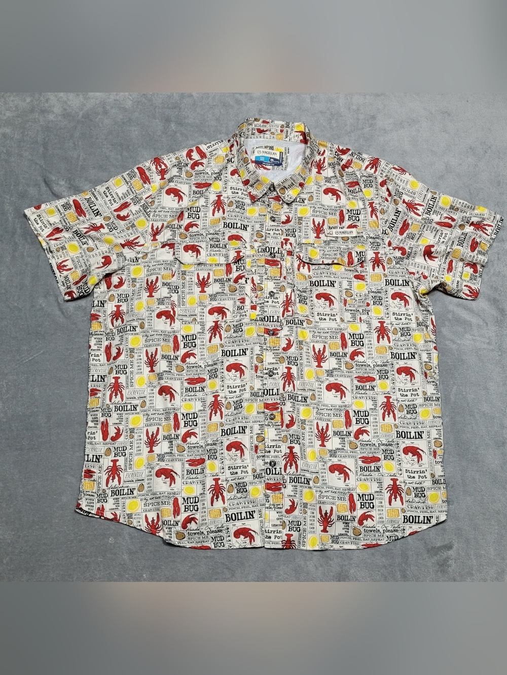 Magellan Crawfish Vented Fish Gear Shirt Wicking Relaxed Fit Short Sleeve 3XL